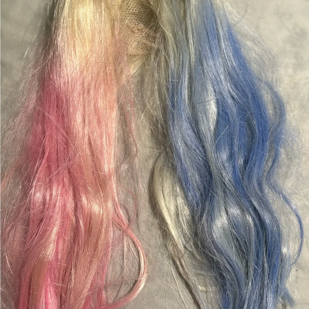 Vibrant Pink and Blue Hair Extensions